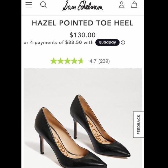 Sam Edelman Hazel Pointed Toe Heal 10 - Picture 3 of 3